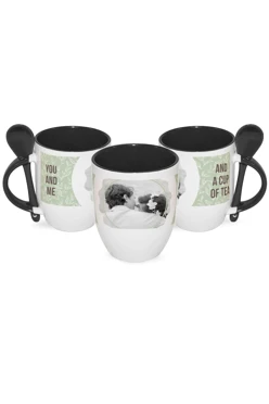 Кружка двухцветная с ложкой, с принтом "And a cup of tea"#1