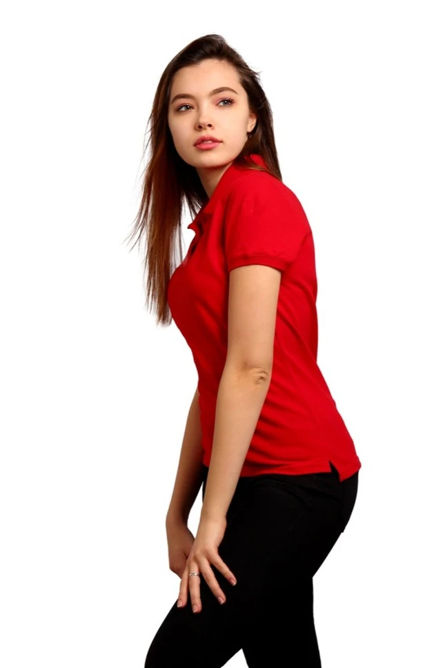 Поло Престиж женская (Modern) однотонная красная (хлопок)#3