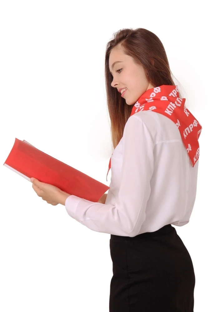 Купить косынку "КПРФ" из цветного шелка  треугольная