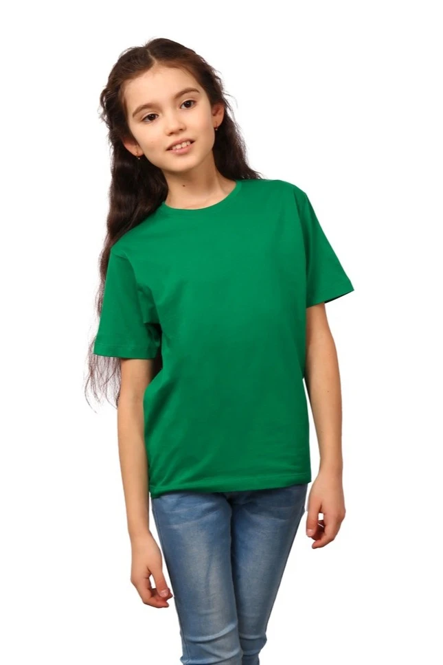 Футболка Премиум детская (Modern) однотонная зелёная (хлопок)#2