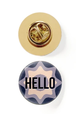 Значок заливной Круг диаметр 15 мм, с принтом "Hello"#2