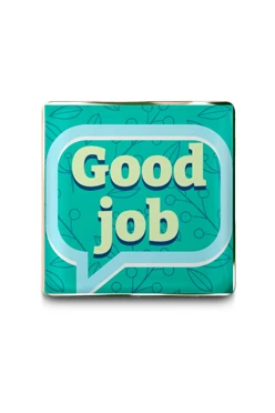 Купить значок заливной Квадрат 17х17 мм, с принтом "Good job"