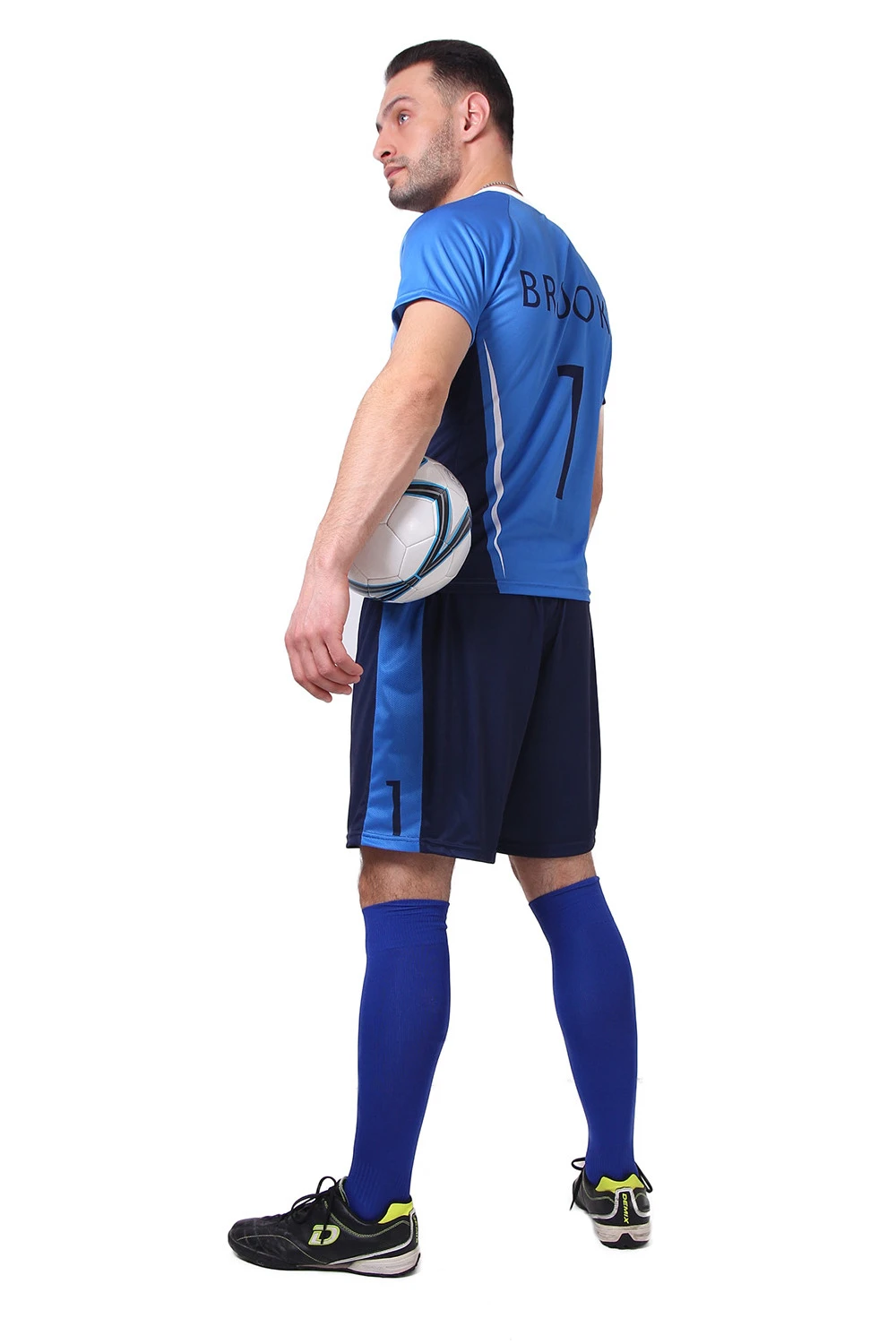 Гетры футбольные взрослые, однотонные синие#3