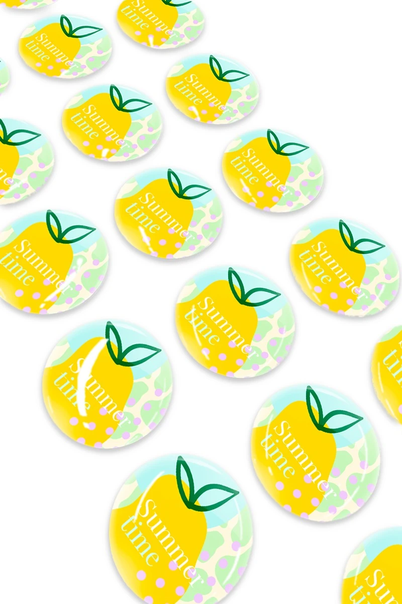 Купить наклейку заливную 2х2 см круг, с нанесением "Summer time" Купить наклейку заливную 2х2 см круг, с нанесением "Summer time"