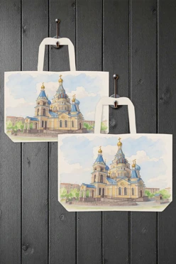 Купить сумку Комби из греты 50х40х10 см, с принтом "Cathedral"