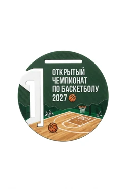 Купить медаль металлическую МС6001 Круг 60 мм с печатью "Basketball Championship"