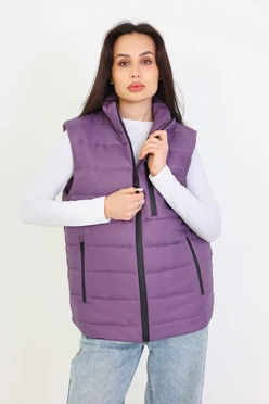 Купить жилет Эмбер на синтепоне со стежкой унисекс, однотонный фиолетовый