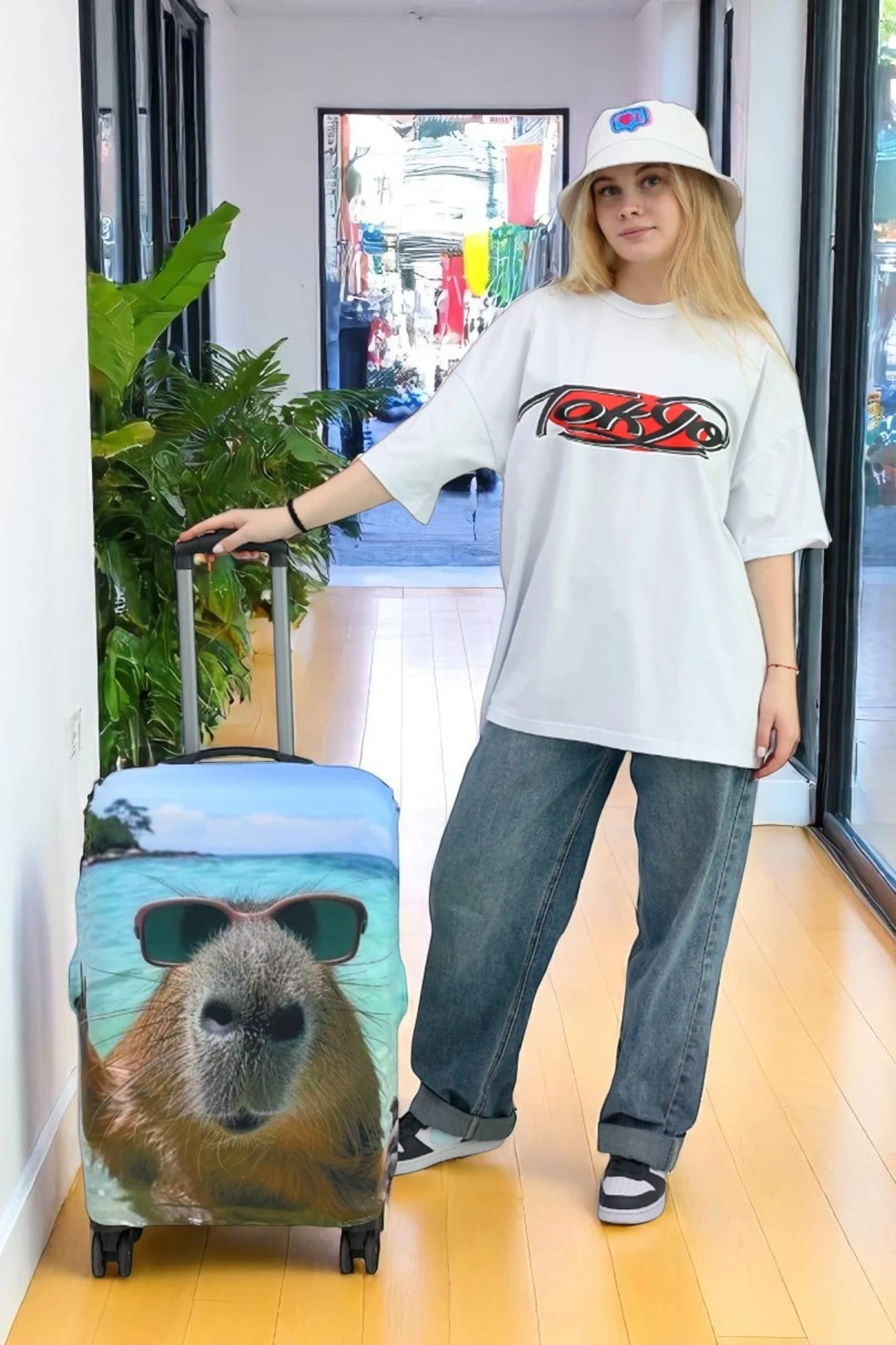 Купить чехол для чемодана (L) с принтом "Capibara"