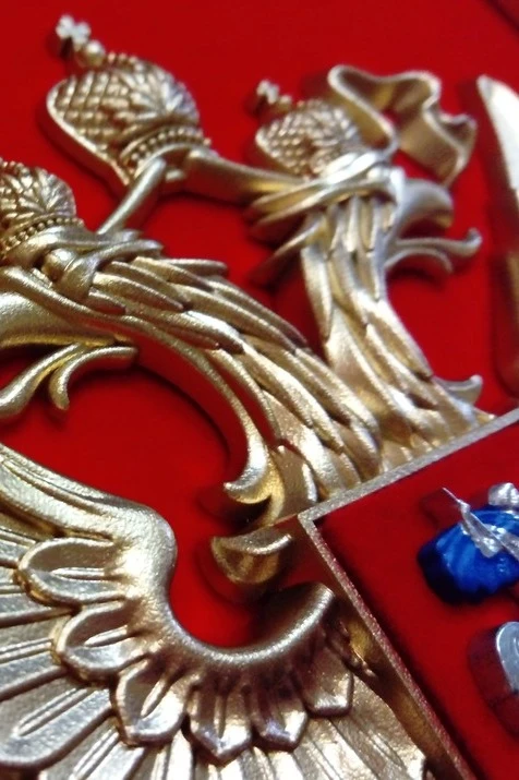 Гербовое панно РФ 26х28 см, барельеф, краска#2 Гербовое панно РФ 26х28 см, барельеф, краска#2