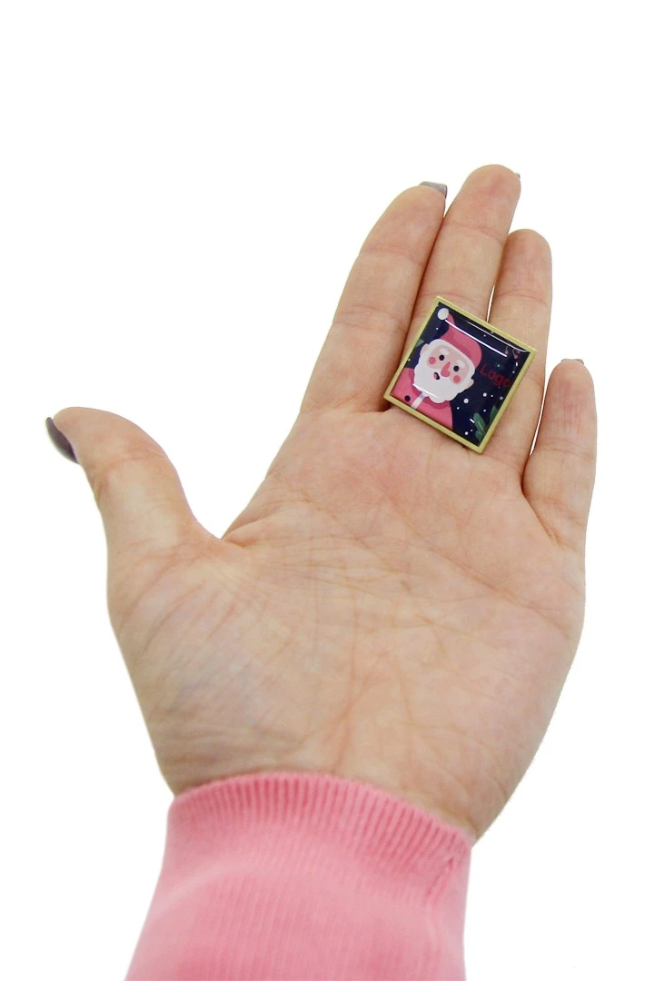 Значок заливной Квадрат 25х25 мм, с принтом "Santa"#2