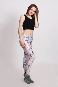 Легинсы женские с узким поясом с принтом "Flower butterflies"#1