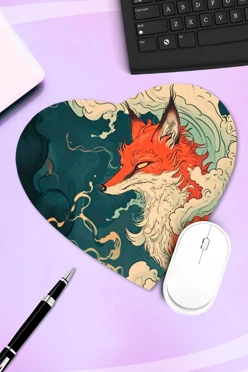Купить коврик для мыши в форме сердца с принтом "Fox" Купить коврик для мыши в форме сердца с принтом "Fox"