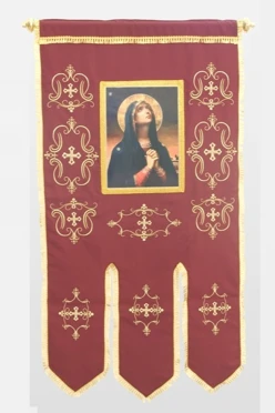 Купить хоругвь печатную с изображением Богородицы на сатене