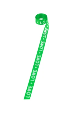 Купить ленту сатин ширина 1,5 см зеленая, печать серебром с одной стороны