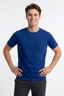 Купить футболку Ампир унисекс, однотонную синюю (хлопок)