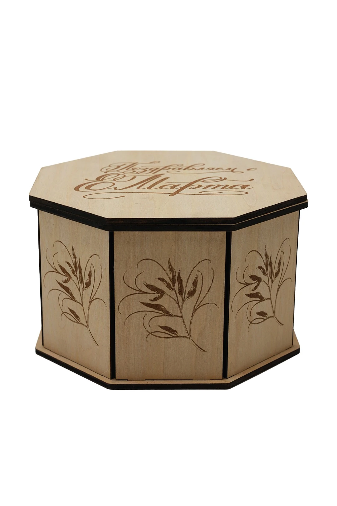 Купить коробку из фанеры с нанесением 160х160х95 мм