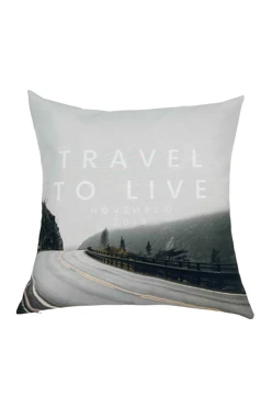 Подушка 45х45 см, с принтом "Travel to Live"#1