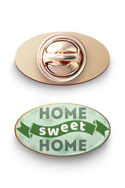 Значок заливной Овал 21х12 мм, с принтом "Home sweet home"#2