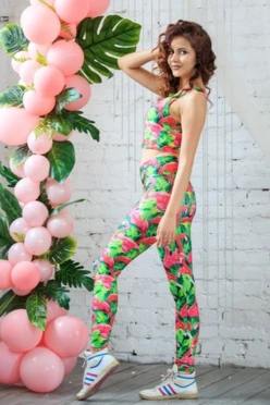 Купить Комплект женский с принтом "Flamingo"