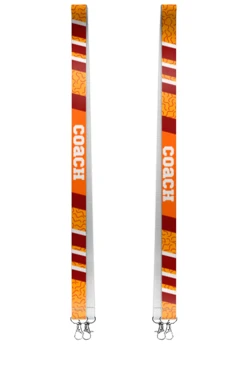 Купить ленту бейджа репс ширина 2,5 см, с двумя карабинами-люкс, с печатью "Coach"