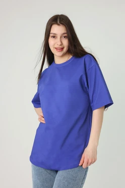 Купить футболку Мерфи оверсайз унисекс однотонную синюю (хлопок)