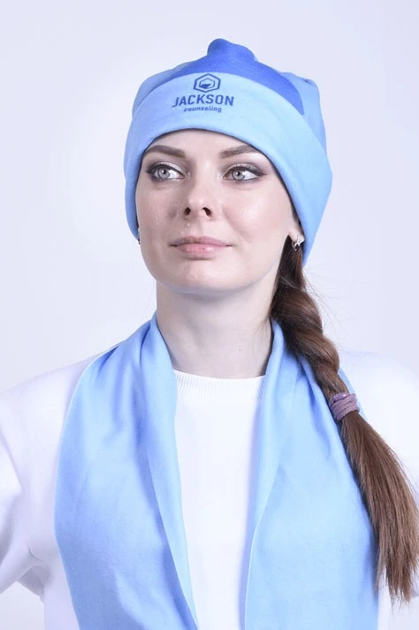 Шапка Лофт флисовая двухслойная взрослая, с полной запечаткой "Jackson Counseling"#2