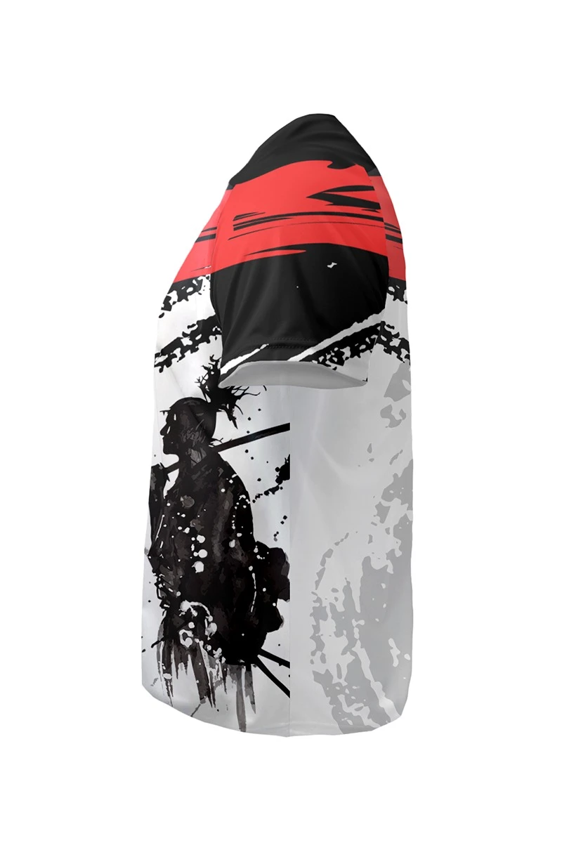 Футболка Спэйс V-ворот унисекс из ложной сетки с полной запечаткой "Samuraj"#2