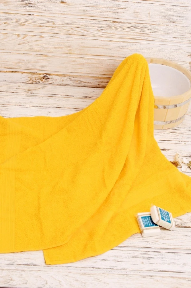 Полотенце махровое 70х140 см (Ituma), однотонное желтое#4