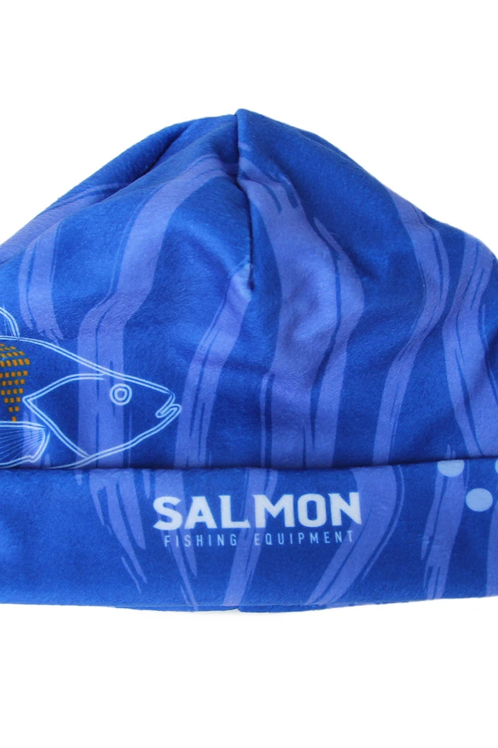 Шапка Лофт флисовая двухслойная взрослая, с полной запечаткой "SALMON"#1