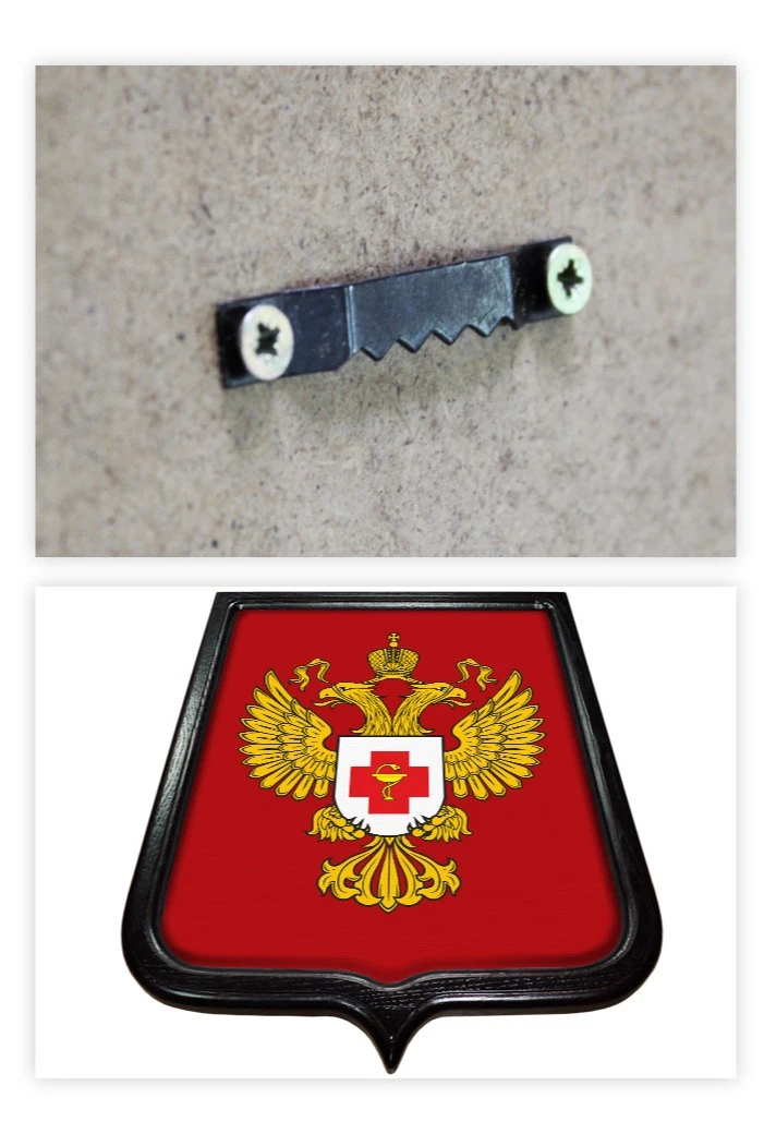 Купить Герб Минздравсоцразвития РФ размер 35х43 печатный рамка темное дерево Купить Герб Минздравсоцразвития РФ размер 35х43 печатный рамка темное дерево