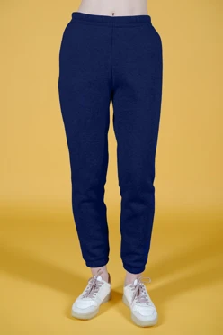 Купить брюки Итан из футера женские, однотонные темно-синие