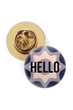 Значок заливной Круг диаметр 15 мм, с принтом "Hello"#1