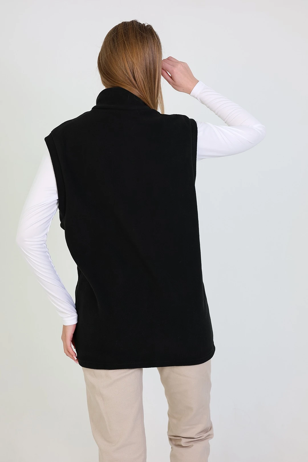 Жилет Браво флисовый без капюшона унисекс, однотонный черный#4