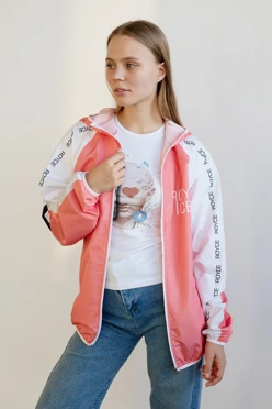 Ветровка Ройс с капюшоном унисекс, с полной запечаткой "RoycePink"