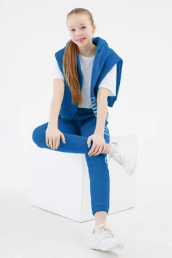 Купить спортивный костюм Кидс из футера детский, однотонный синий