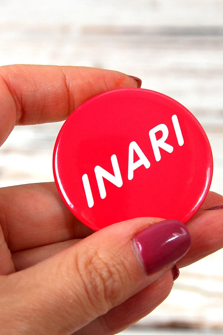 Значок закатный диаметр 44 мм, с печатью "Inari"#1
