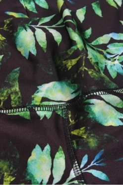 Легинсы женские с широким поясом с принтом "Green Leaves"#2