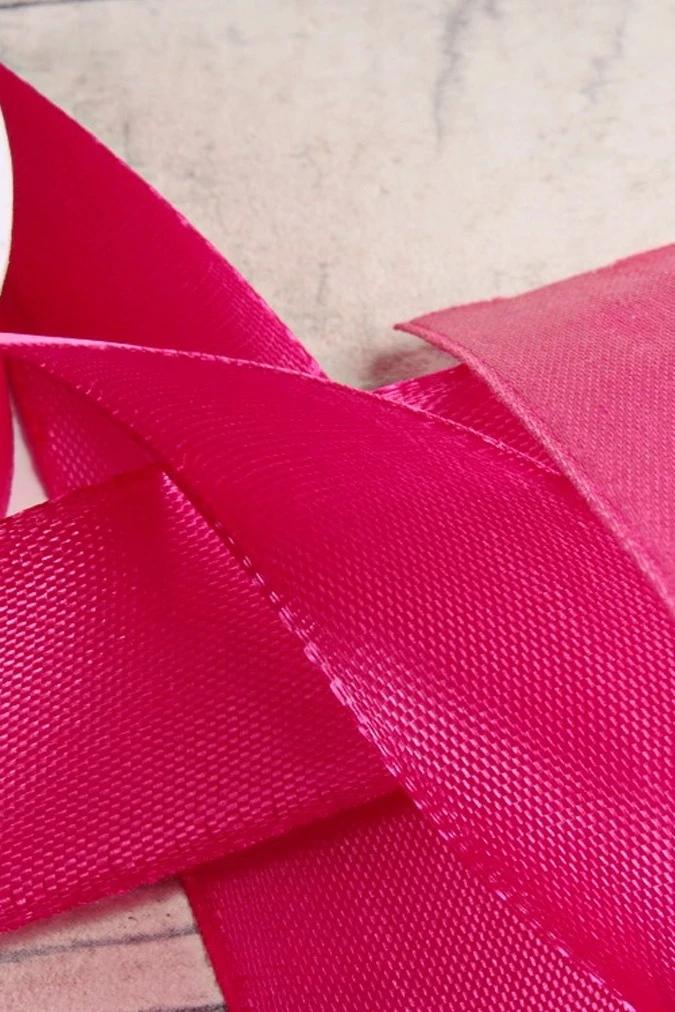 Лента сатин ширина 5 см, однотонная темно-красная#1