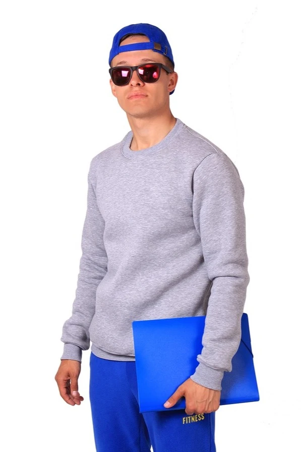 Свитшот Тревис из футера унисекс, однотонная меланж#1 Свитшот Тревис из футера унисекс, однотонная меланж#1