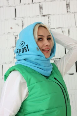 Купить капор Рейс флисовый взрослый, однотонный голубой