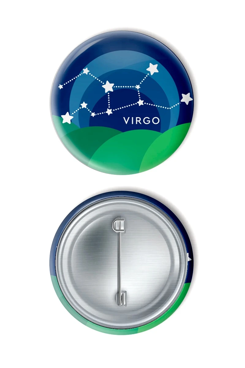 Значок закатный диаметр 44 мм, с печатью "Virgo"#1