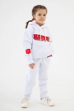 Купить спортивный костюм Кидс из футера детский, однотонный белый