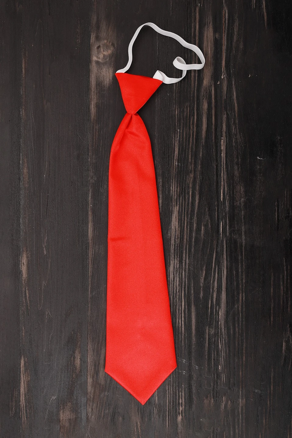 Галстук Тайм на резинке, однотонный красный#5