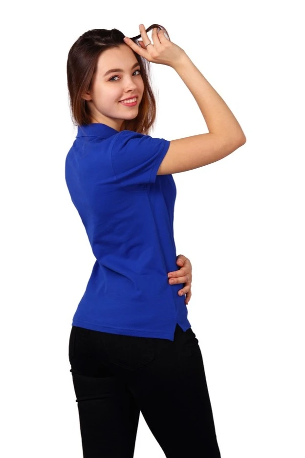 Купить футболку женскую темно-синюю Поло Престиж