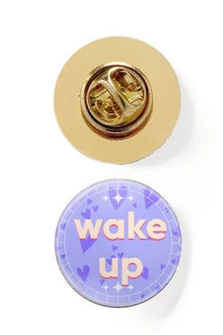 Значок заливной Круг диаметр 15 мм, с принтом "Wake up"#2