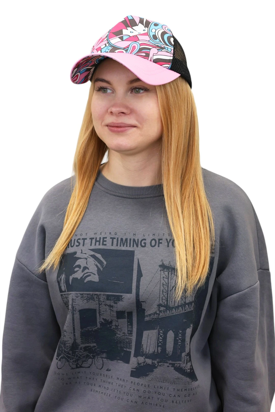 Бейсболка Аксель облегченная с полной запечаткой (хлопок) "Pink Mirage"#1