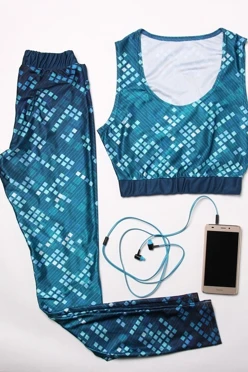Комплект женский с принтом "Blue pixels"#2