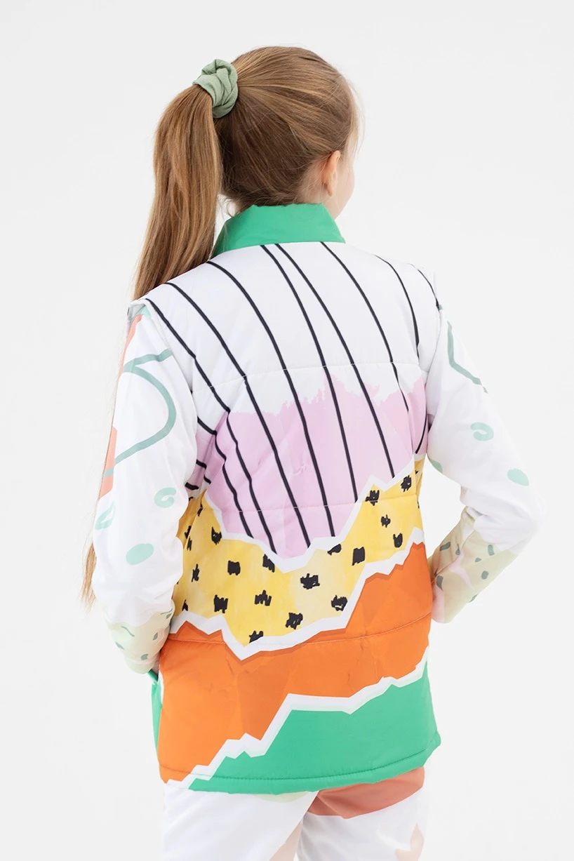 Жилет Портер на синтепоне со стежкой детский, с полной запечаткой "Papaya"#3