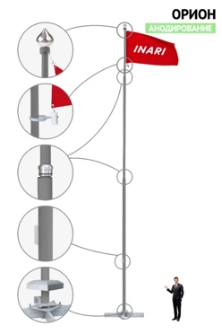 Купить флагшток алюминиевый с закрытым механизмом 12 м