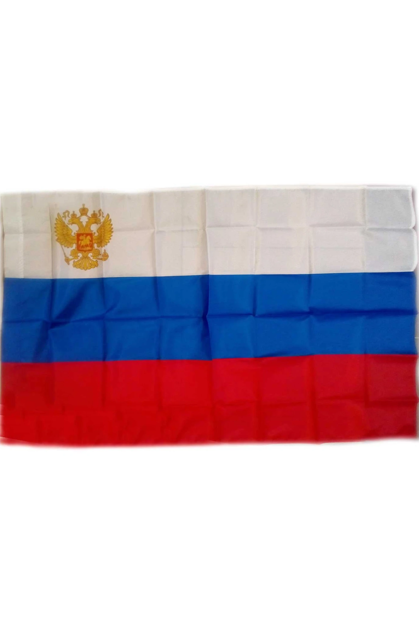 Купить флаг России с гербом 90х135 см шелк